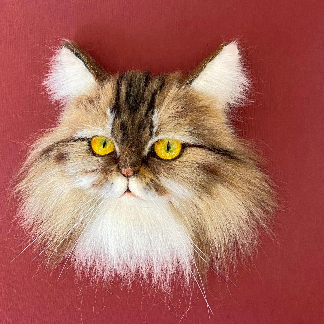 【今月の推し猫】羊毛フェルトブローチ リアルで可愛いペルシャ猫　キャリコ