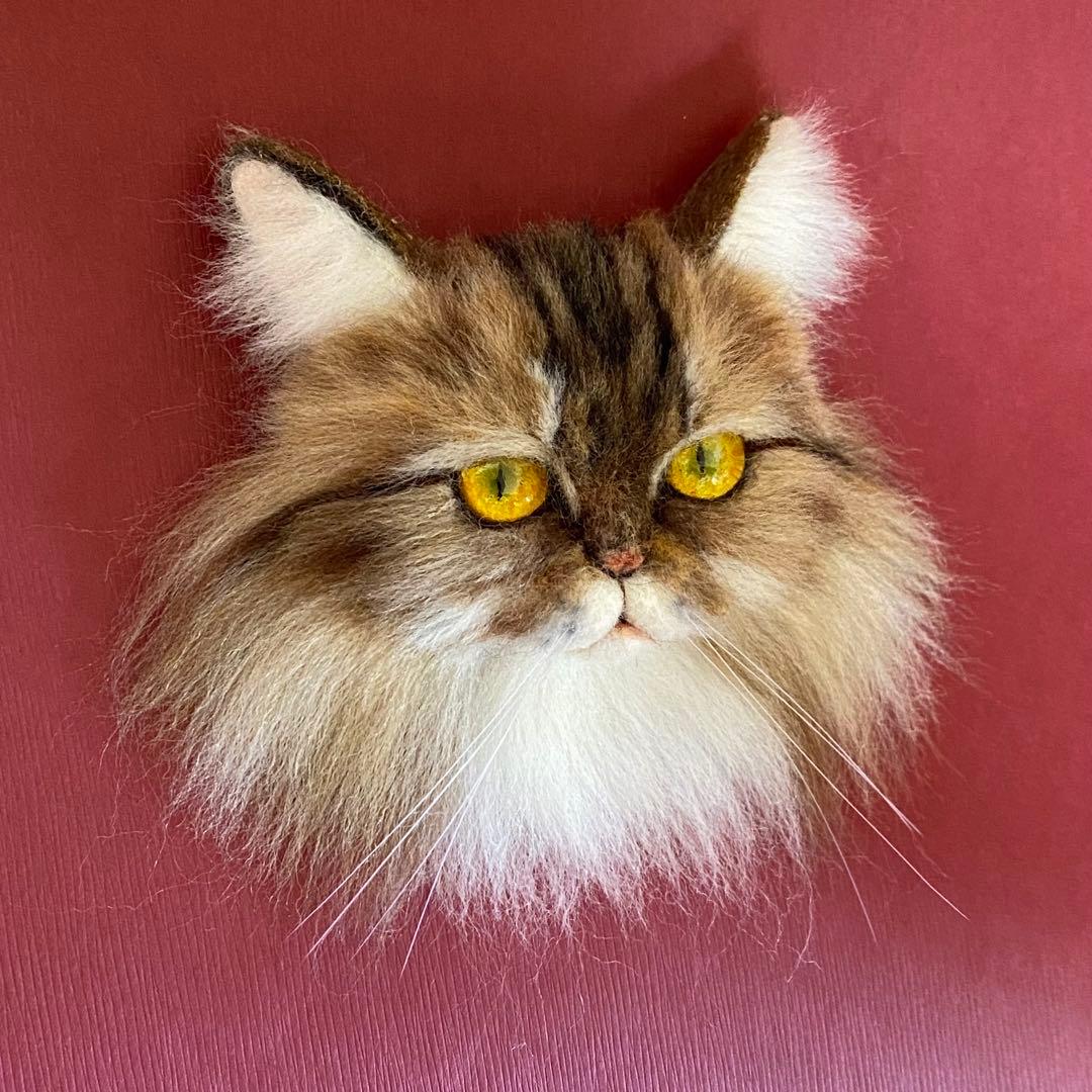【今月の推し猫】羊毛フェルトブローチ リアルで可愛いペルシャ猫　キャリコ