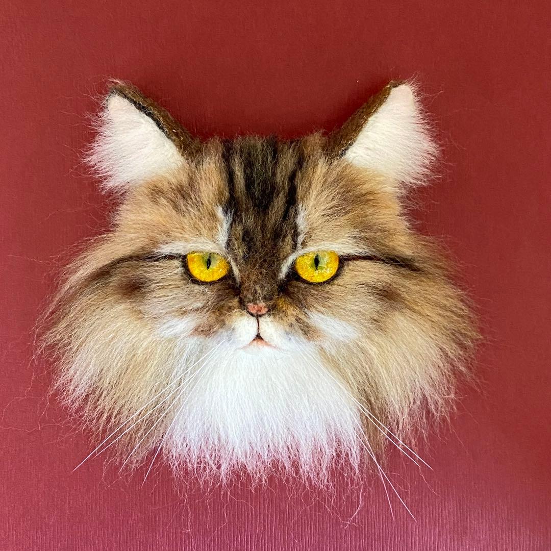 【今月の推し猫】羊毛フェルトブローチ リアルで可愛いペルシャ猫　キャリコ