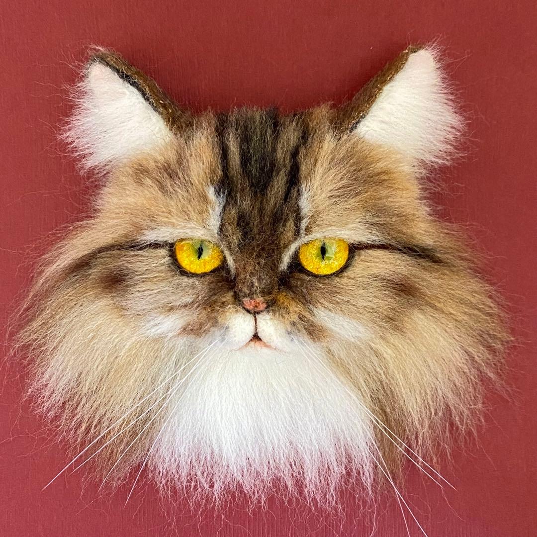 【今月の推し猫】羊毛フェルトブローチ リアルで可愛いペルシャ猫　キャリコ