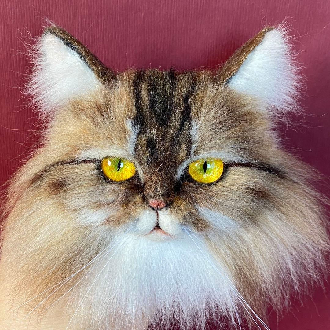 【今月の推し猫】羊毛フェルトブローチ リアルで可愛いペルシャ猫　キャリコ
