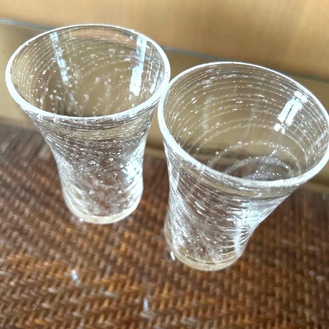 新品◆91 荒川尚也　螺旋状　アワグラス　宙吹きガラスコップ　４客　晴耕社ガラス