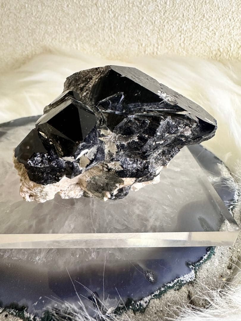 チベット産 黒龍モリオン クラスター 天然黒水晶 原石 魔除け 結晶群 1032