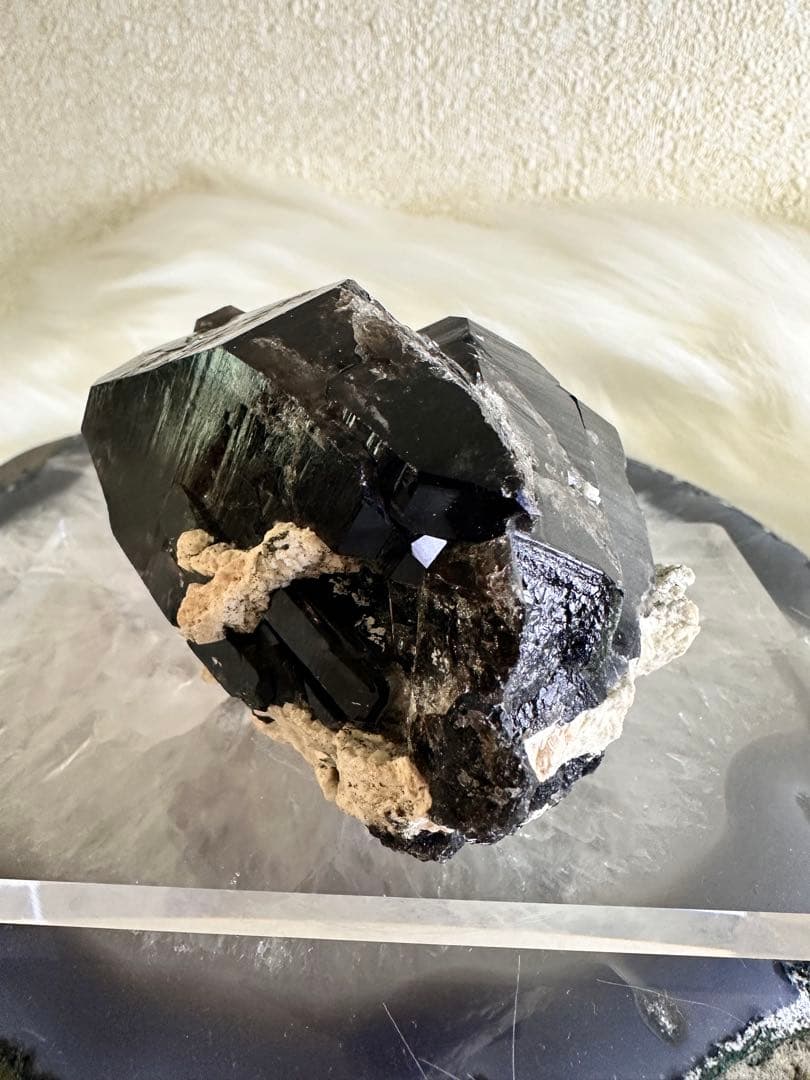 チベット産 黒龍モリオン クラスター 天然黒水晶 原石 魔除け 結晶群 1032
