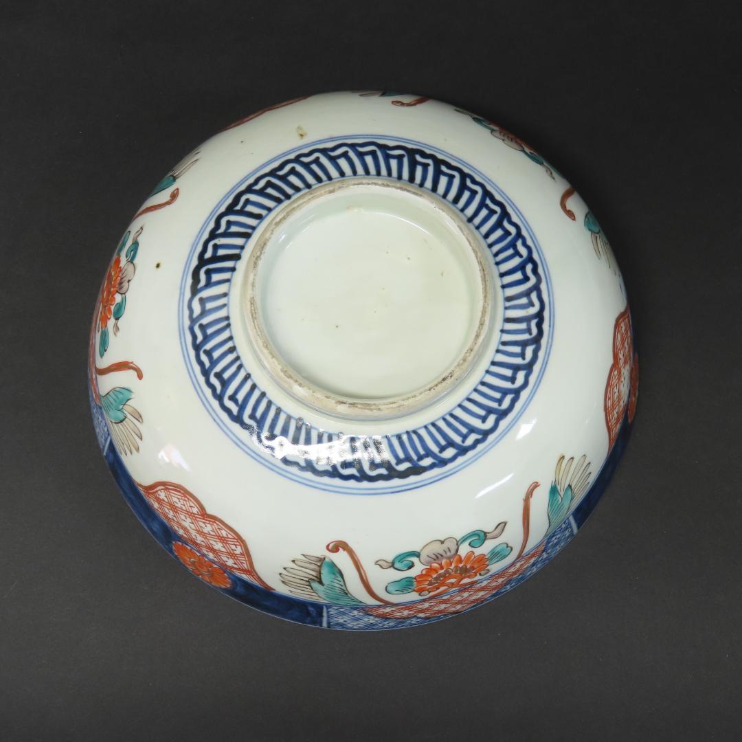 ⭕411 古伊万里 色絵錦手 三ツ鉢 菓子鉢 花鳥文 明治時代