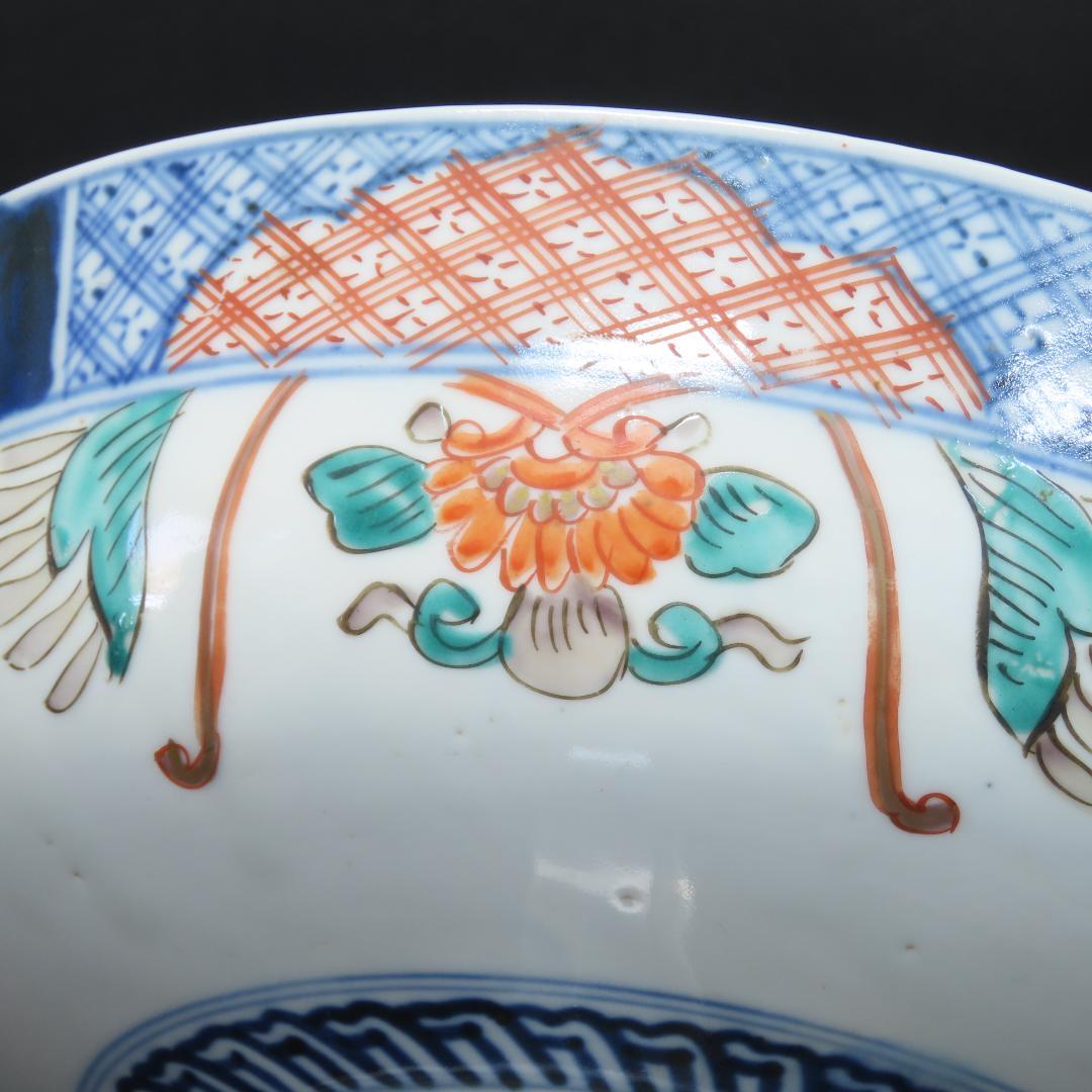 ⭕411 古伊万里 色絵錦手 三ツ鉢 菓子鉢 花鳥文 明治時代