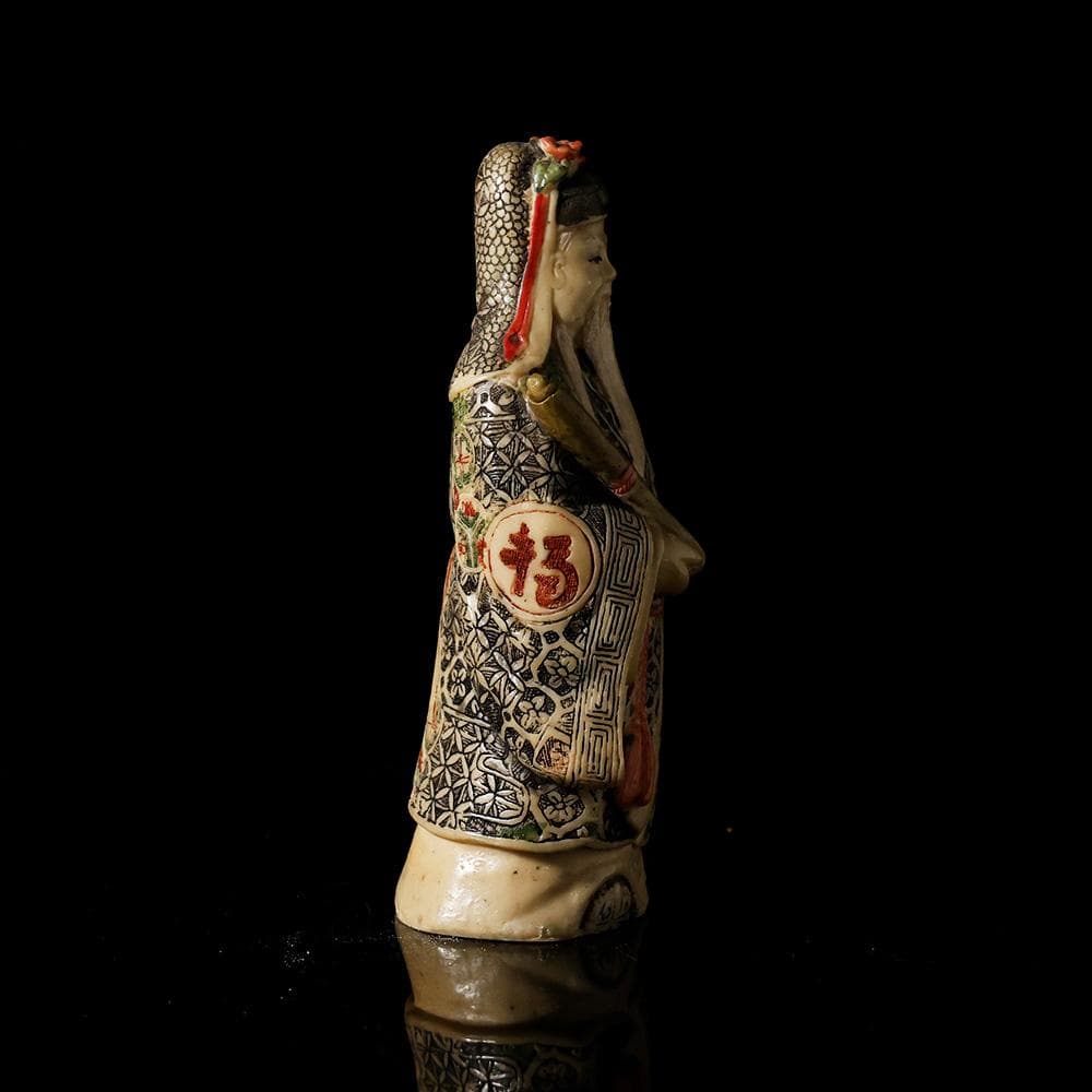 マンモスの牙風　賢人　精密色彩　桃寿　東洋彫刻　仏像　中国　古玩　美術品　七福神