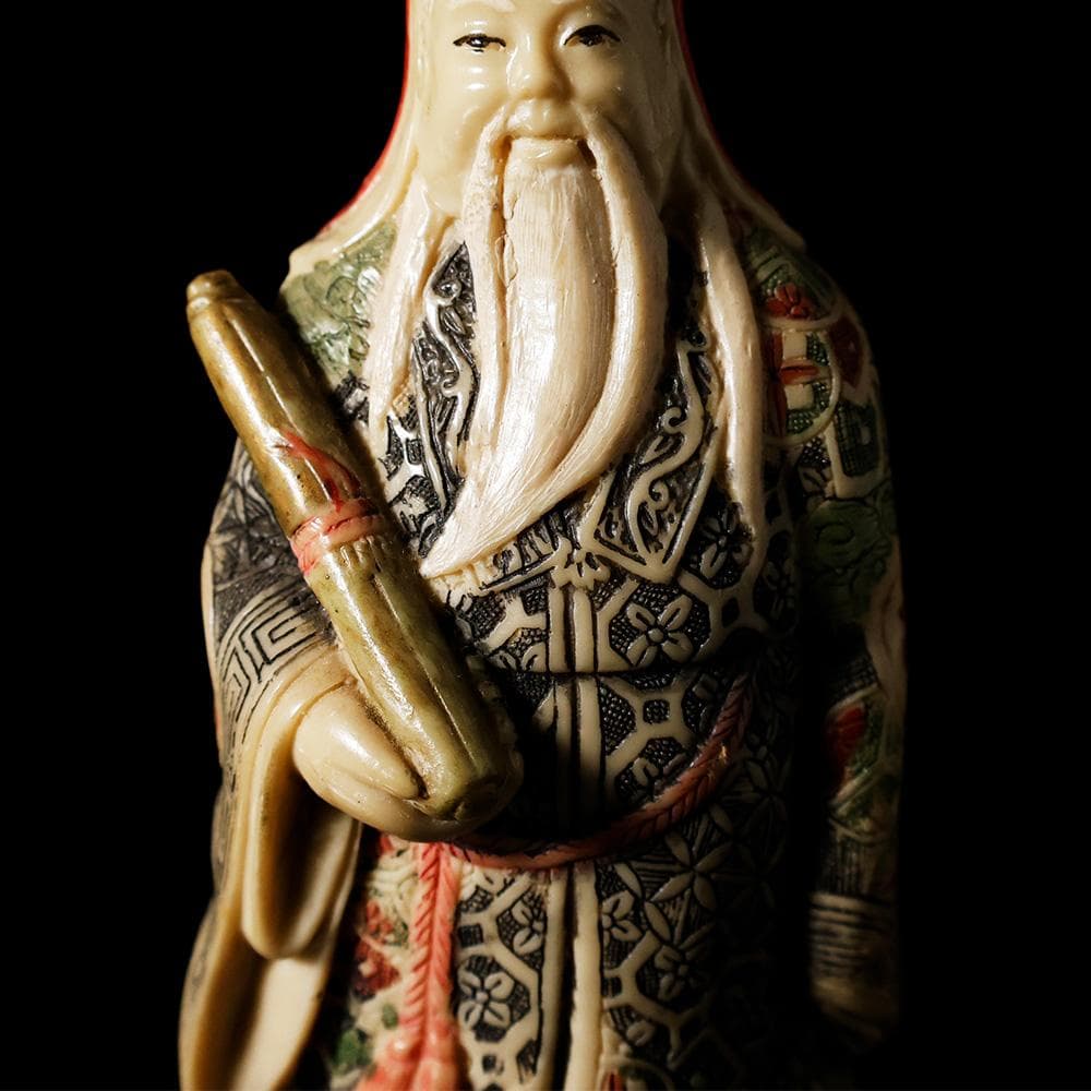 マンモスの牙風　賢人　精密色彩　桃寿　東洋彫刻　仏像　中国　古玩　美術品　七福神
