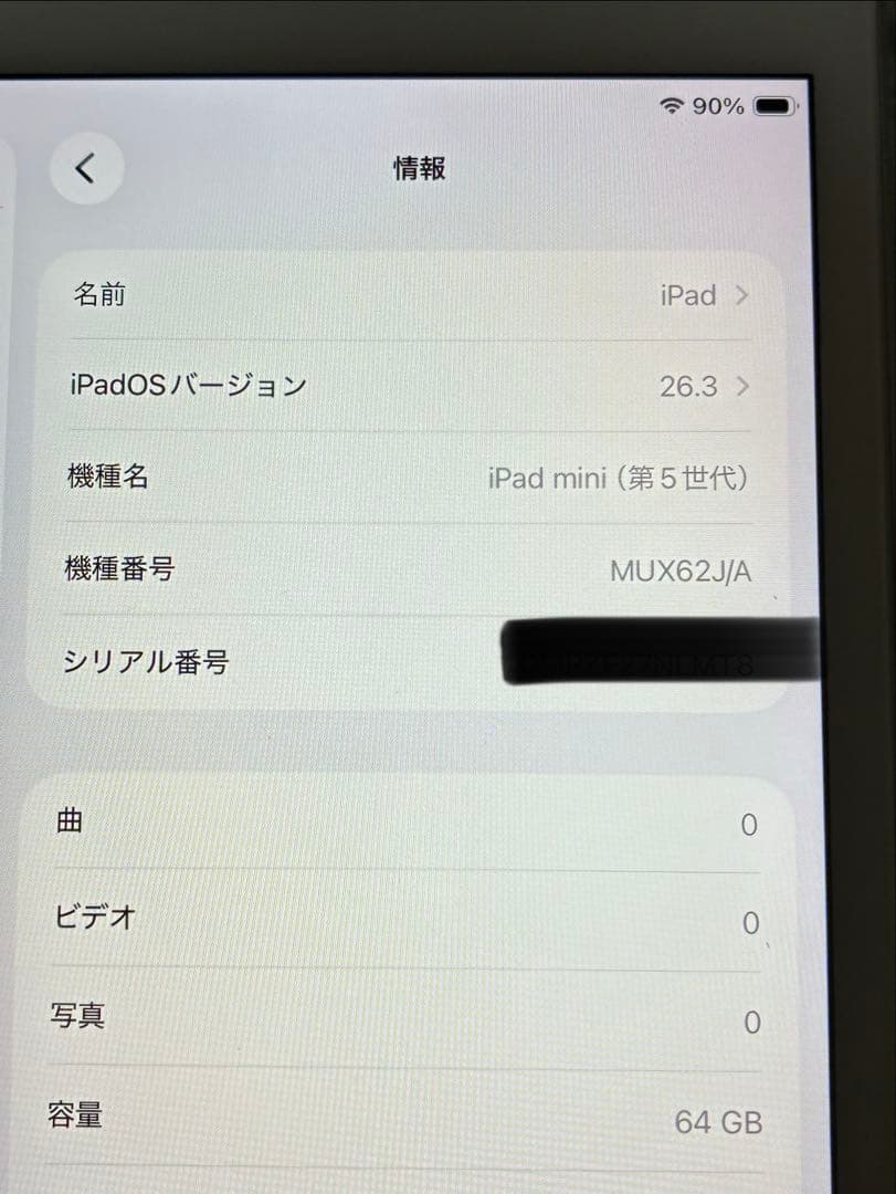 iPad mini 第5世代 64GB セルラーモデル シルバー