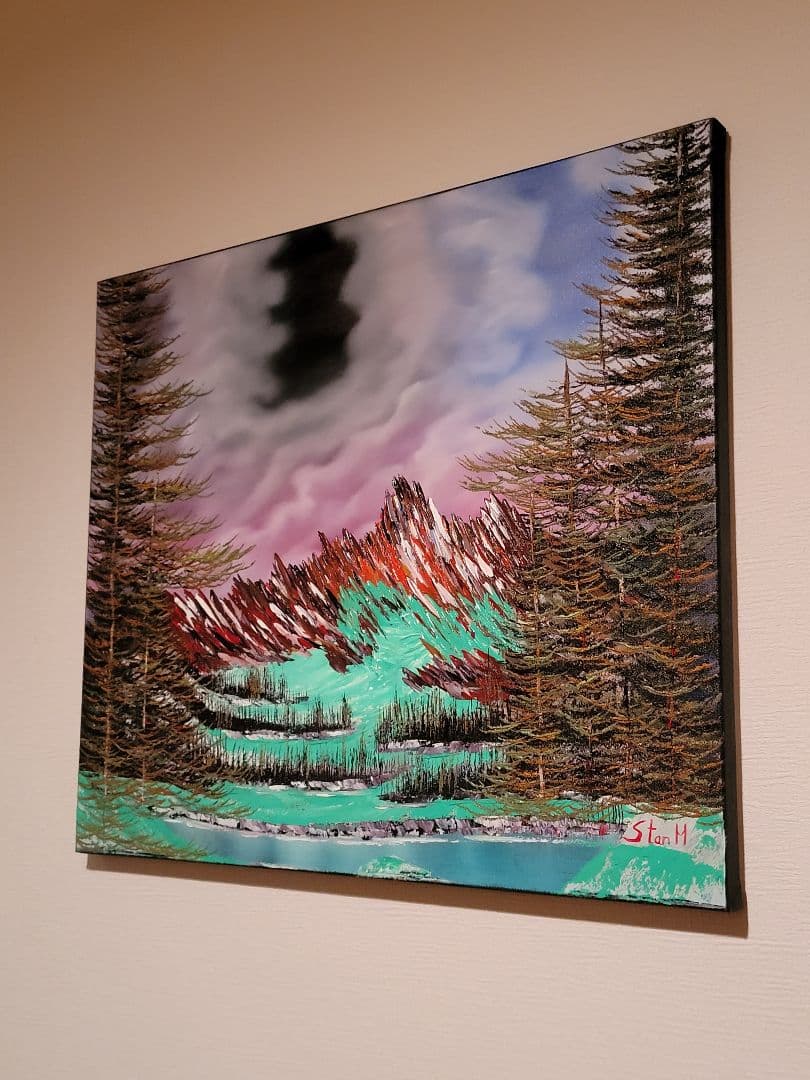 絵画 Mountain waterfall