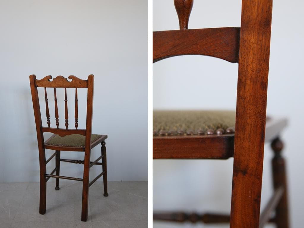英国アンティーク木製ベッドルームチェア/椅子ダイニングイス飾り棚91-114-3