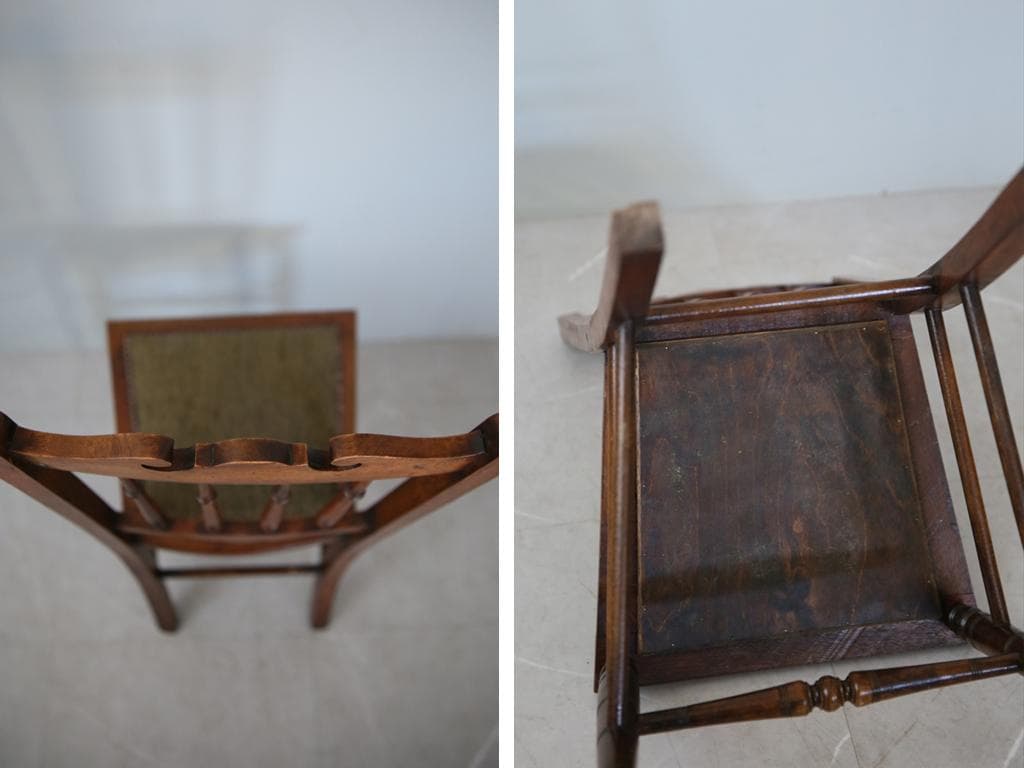 英国アンティーク木製ベッドルームチェア/椅子ダイニングイス飾り棚91-114-3