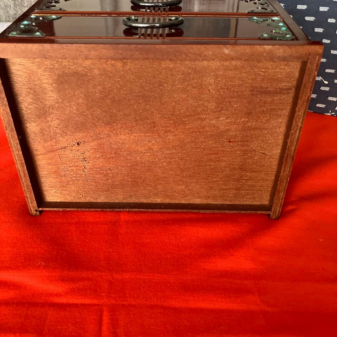 【未使用】高級漆器　飛騨高山　春慶塗　木製物入れ 2引き出し 幅21.8cm