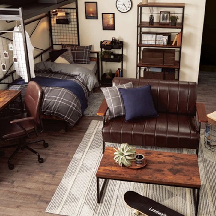 ニトリ 幅134cm 合成皮革ソファ 2人掛けNシールドブラウンレザー ニトリ