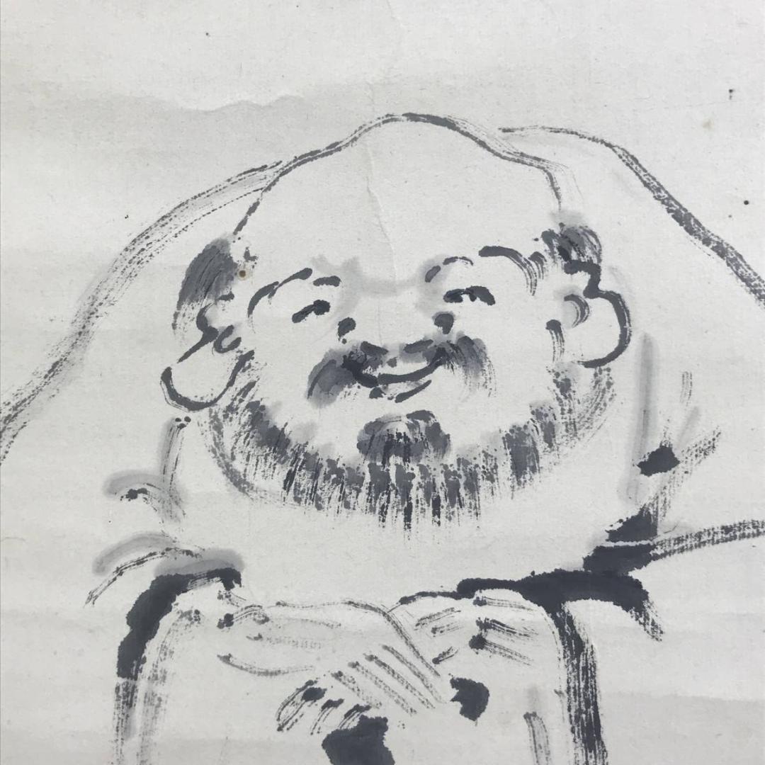 真作/田中柏陰/独座人物画賛//茶道具/茶掛/人物図/名家伝来/AD-952