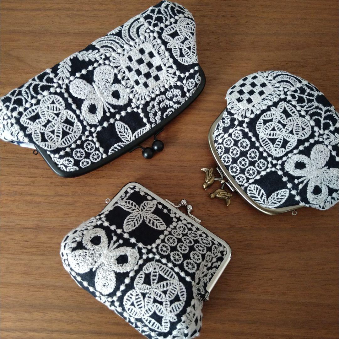 春財布❁ マットブラック口金 親子がま口財布 ☆ミナペルホネン ハンドメイド