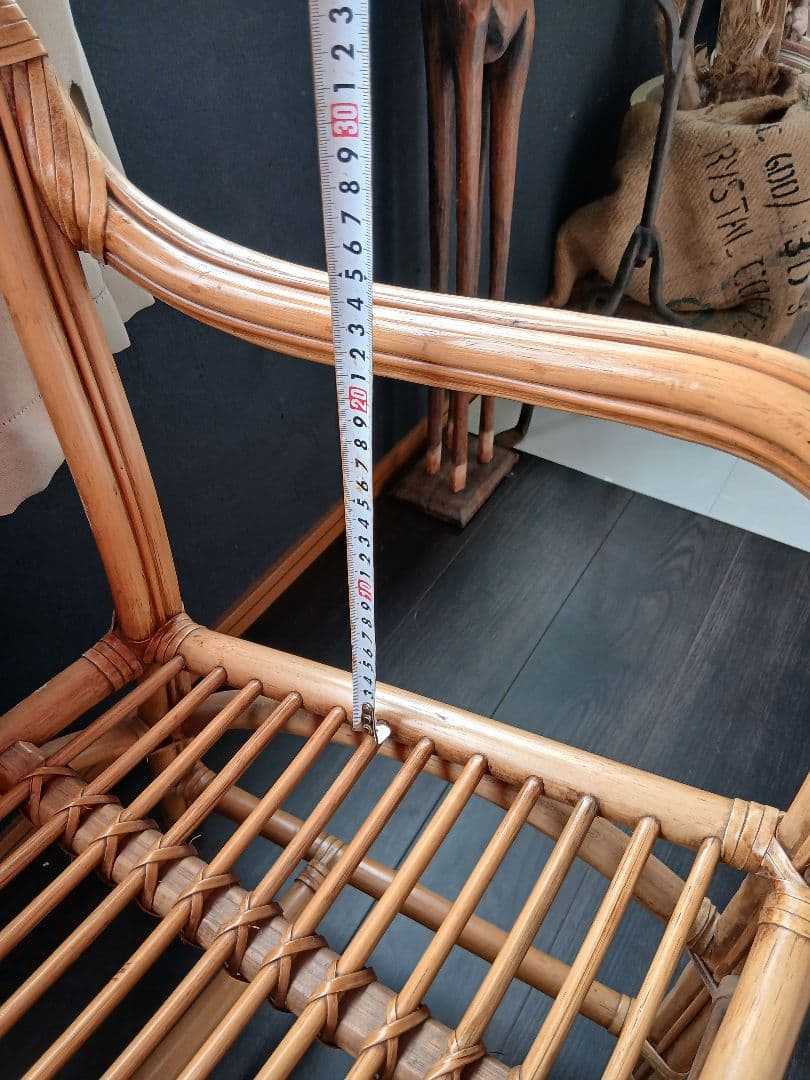 曲線美！ラタン ダイニングアームチェア 北欧スタイル