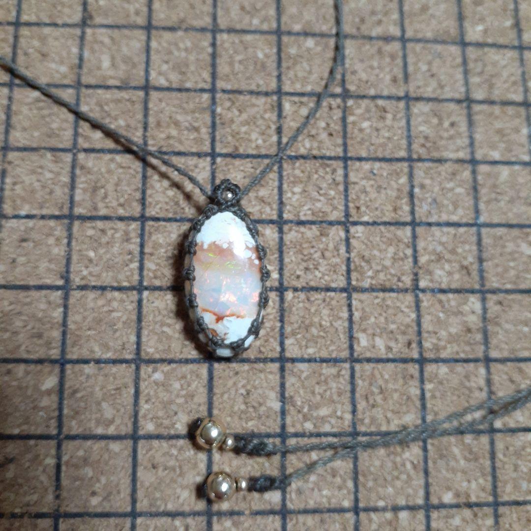 マクラメネックレス　カンテラオパール