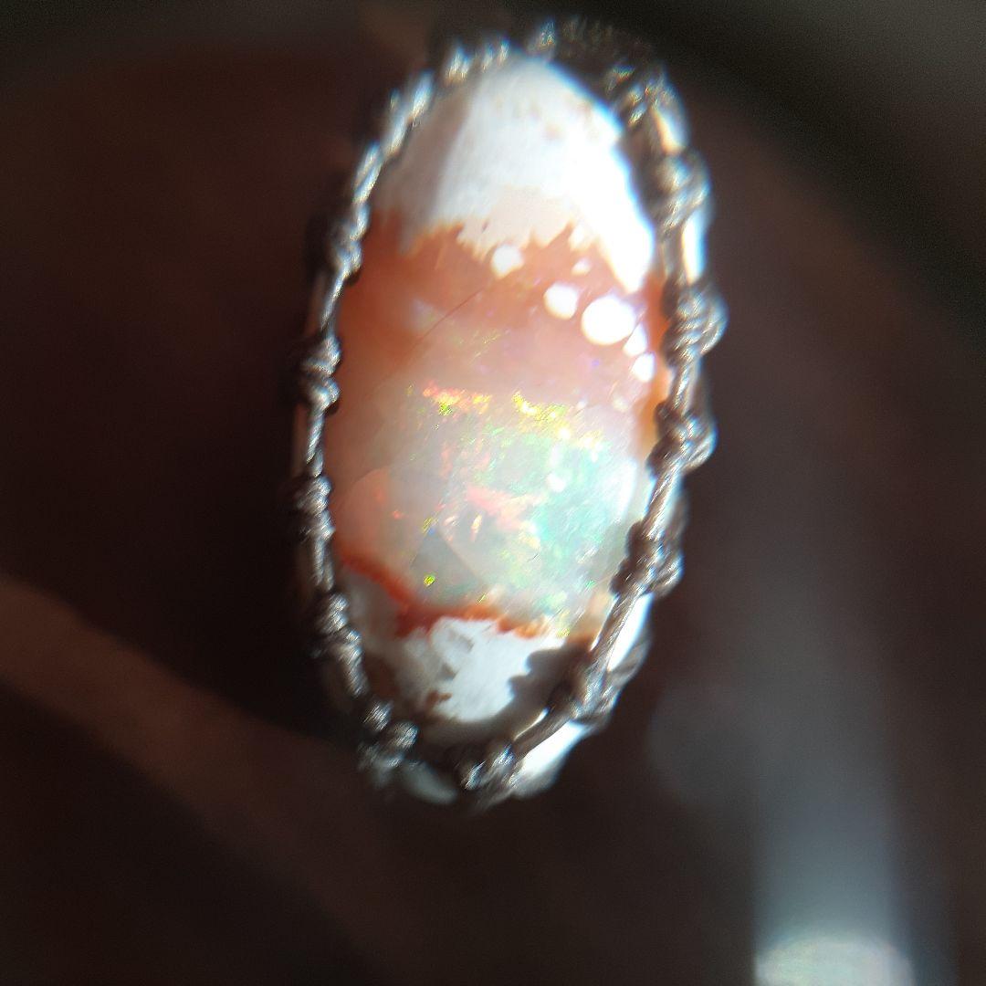 マクラメネックレス　カンテラオパール