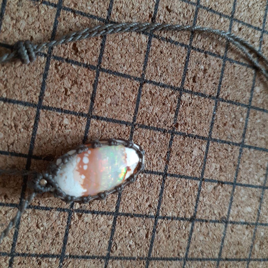 マクラメネックレス　カンテラオパール