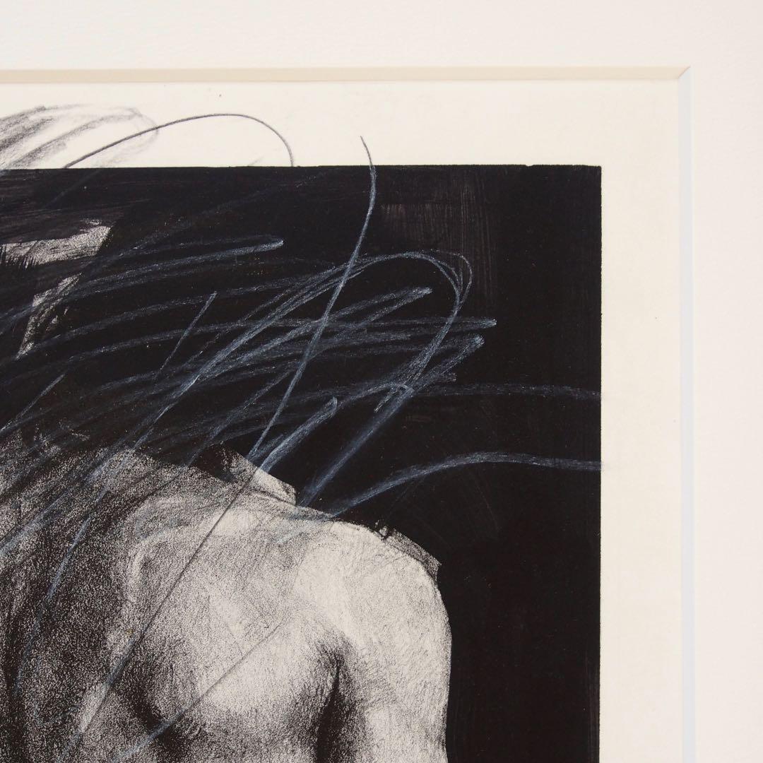 人物画 肉筆画 作品 額入り 現代アート 絵画 ミニマル インテリア デザイン