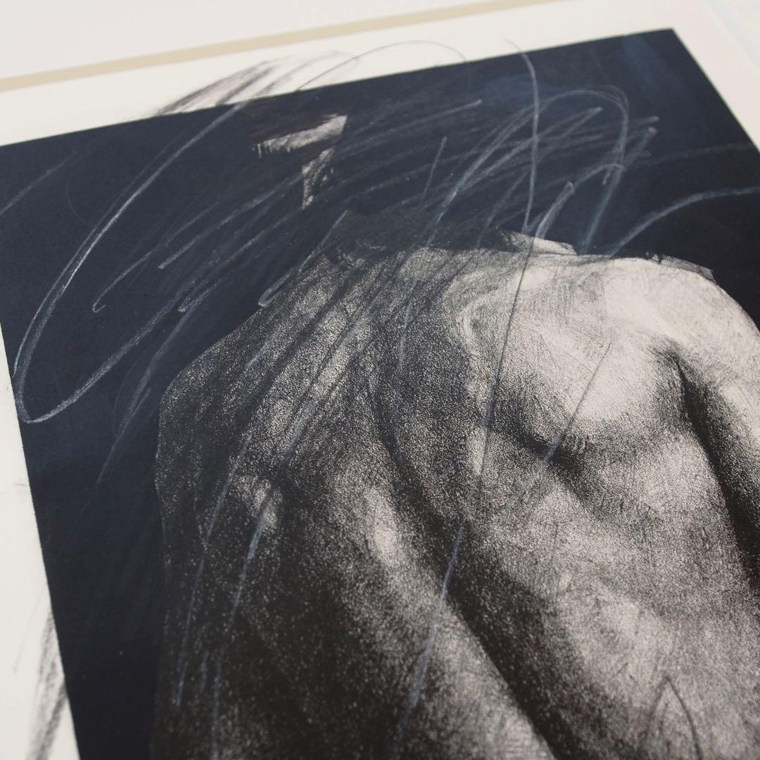 人物画 肉筆画 作品 額入り 現代アート 絵画 ミニマル インテリア デザイン