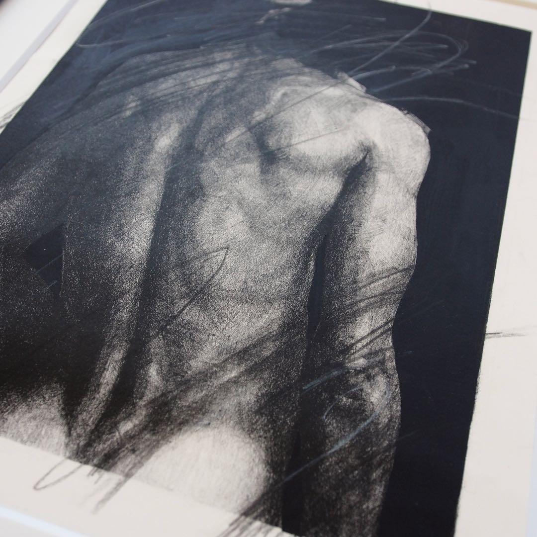 人物画 肉筆画 作品 額入り 現代アート 絵画 ミニマル インテリア デザイン