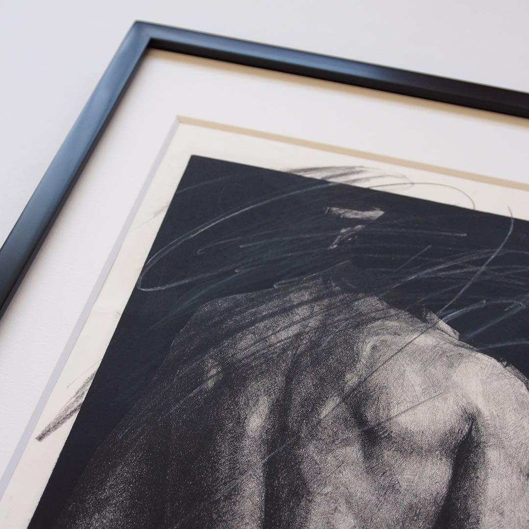 人物画 肉筆画 作品 額入り 現代アート 絵画 ミニマル インテリア デザイン