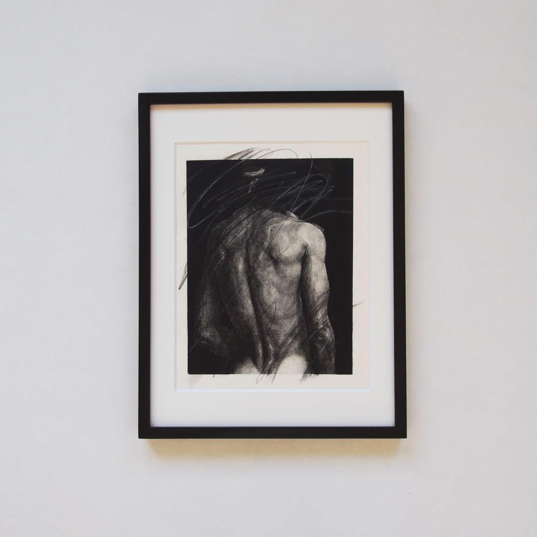 人物画 肉筆画 作品 額入り 現代アート 絵画 ミニマル インテリア デザイン