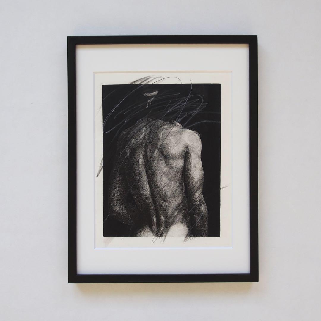 人物画 肉筆画 作品 額入り 現代アート 絵画 ミニマル インテリア デザイン