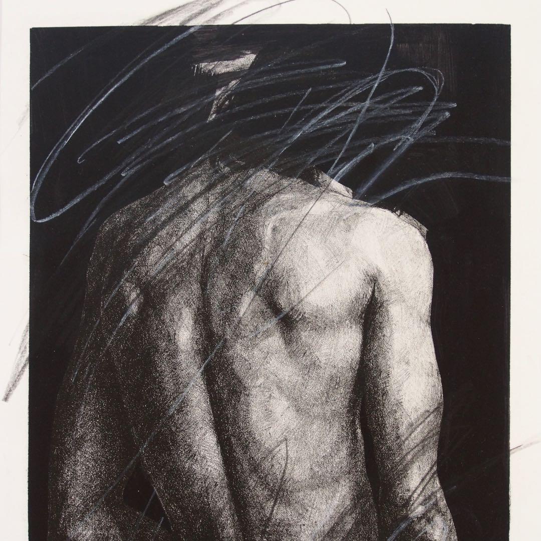 人物画 肉筆画 作品 額入り 現代アート 絵画 ミニマル インテリア デザイン