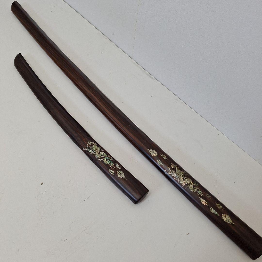 黒檀 螺鈿細工木刀　大刀 脇差 模造刀