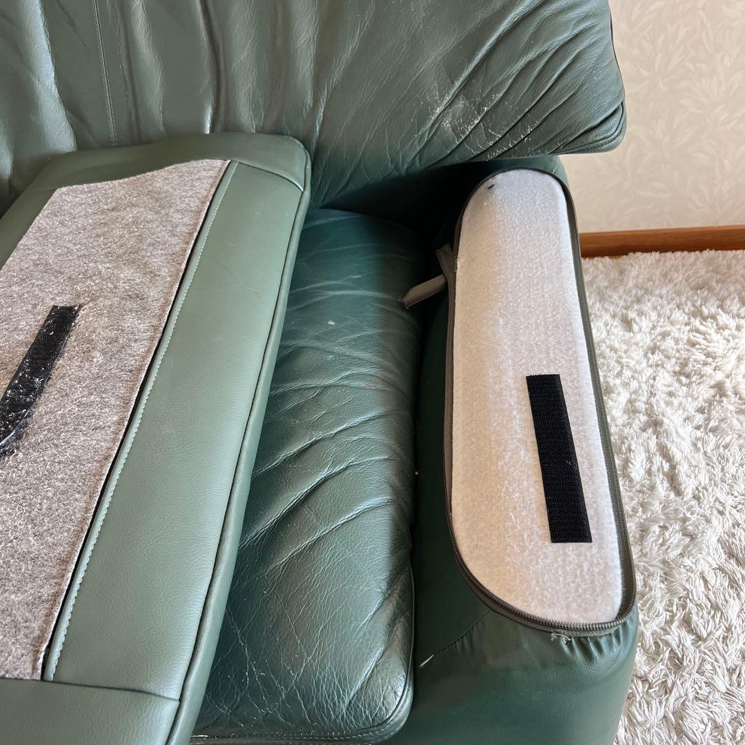 karimoku カリモク家具 応接用 ソファ 1人掛け 椅子 深緑 レザー