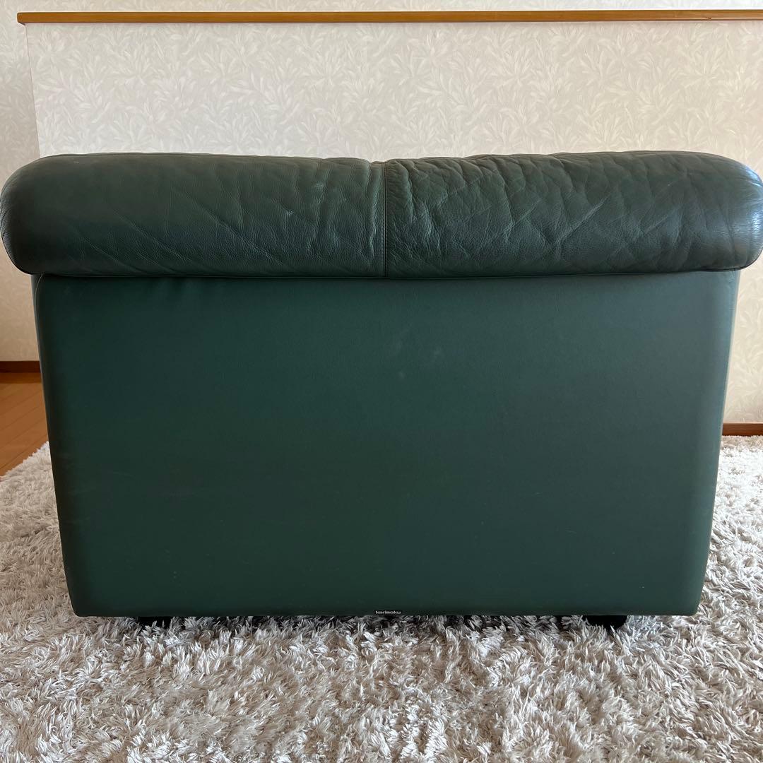 karimoku カリモク家具 応接用 ソファ 1人掛け 椅子 深緑 レザー