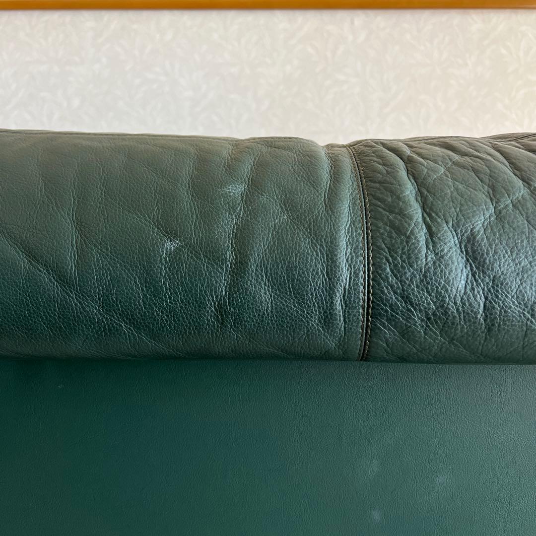 karimoku カリモク家具 応接用 ソファ 1人掛け 椅子 深緑 レザー