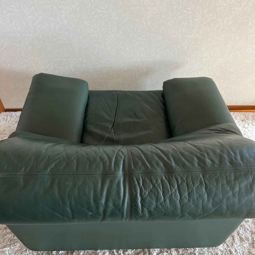 karimoku カリモク家具 応接用 ソファ 1人掛け 椅子 深緑 レザー