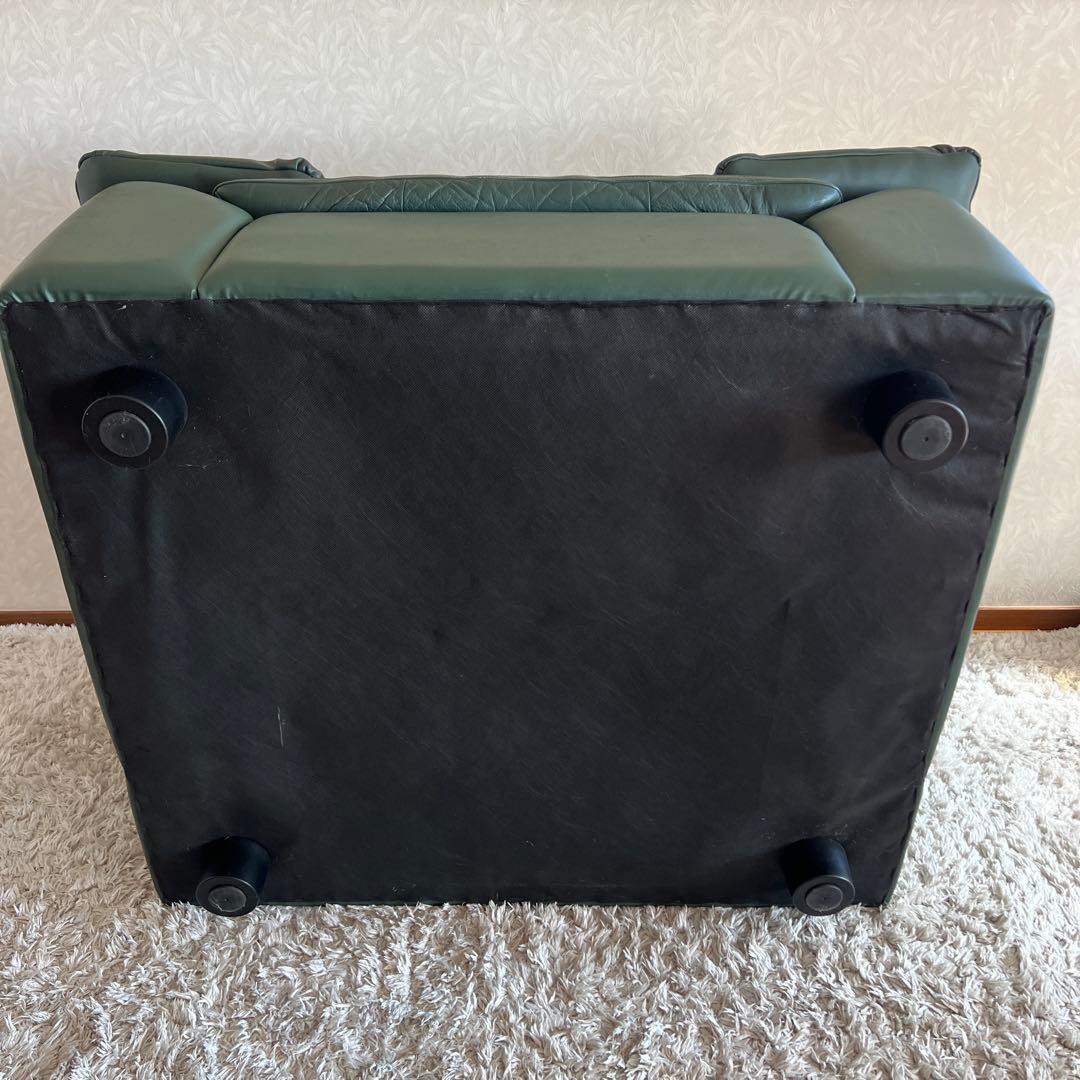 karimoku カリモク家具 応接用 ソファ 1人掛け 椅子 深緑 レザー