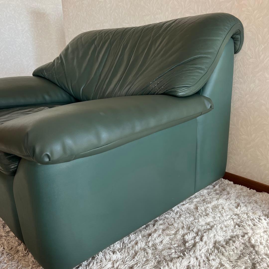 karimoku カリモク家具 応接用 ソファ 1人掛け 椅子 深緑 レザー