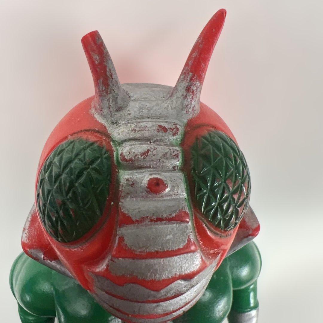 【※触覚片方折れあり】当時物ポピー製石森プロ　仮面ライダーV3ソフビフィギュア