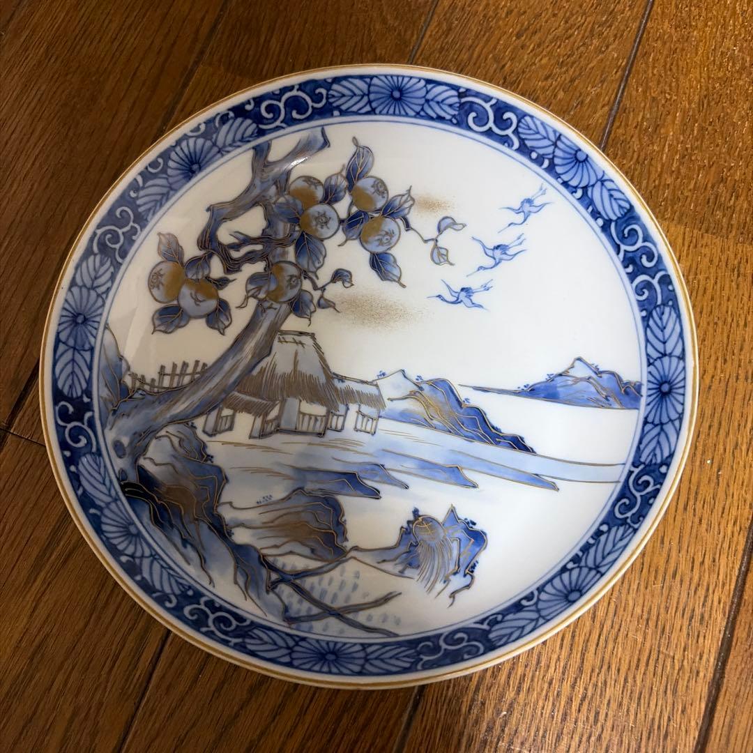 九谷　青白磁 食器セット 風景画