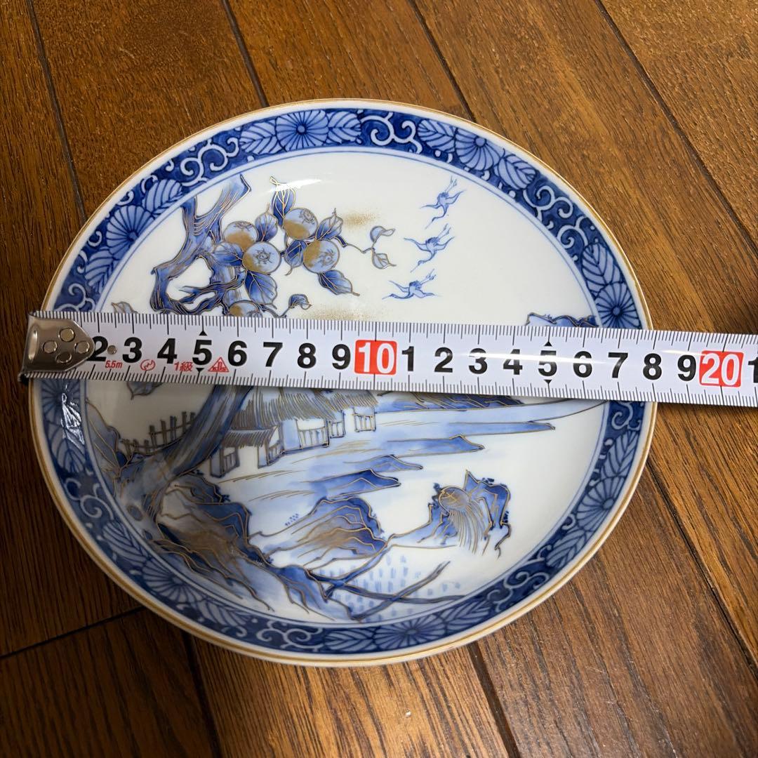 九谷　青白磁 食器セット 風景画