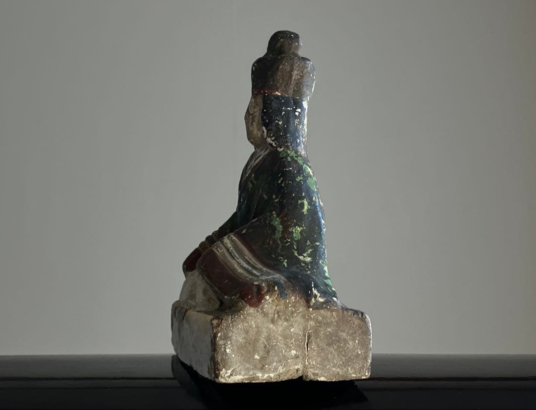 【祥に凪ぐ 古い姫 彩色土人形 約13㎝ 江戸後期〜明治頃】雛人形郷土玩具古民芸