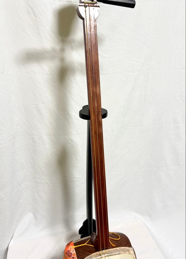 【皮破れ有】三味線セット 太棹 東さわり 三つ折れ バチ/カバー/ハードケース