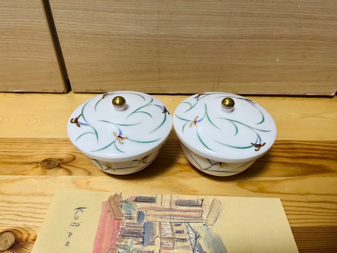 新品香蘭社 湯呑み蓋付き 5客セット