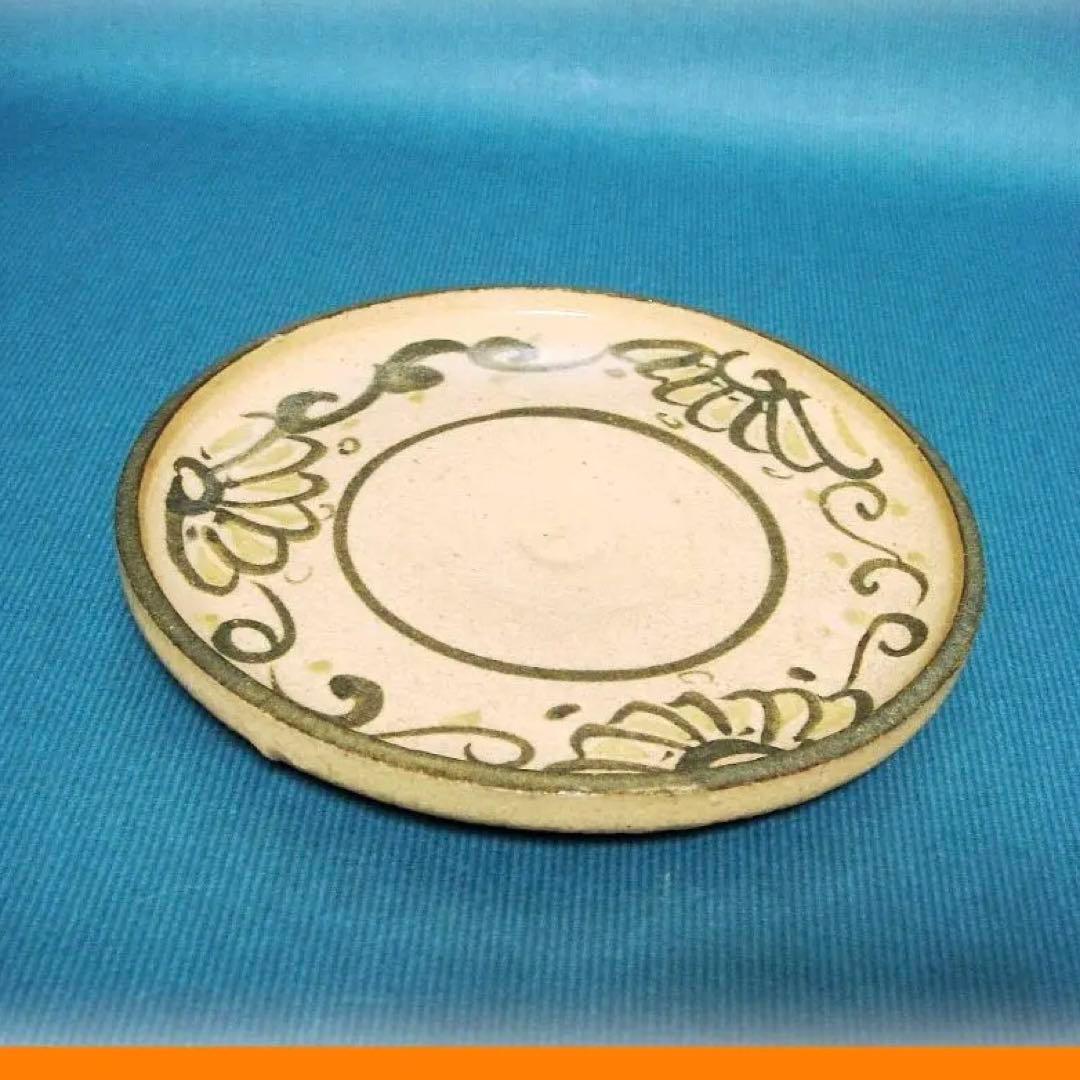 412『絵瀬戸 花唐草文 皿』　/骨董品 古美術 アンティーク 古玩