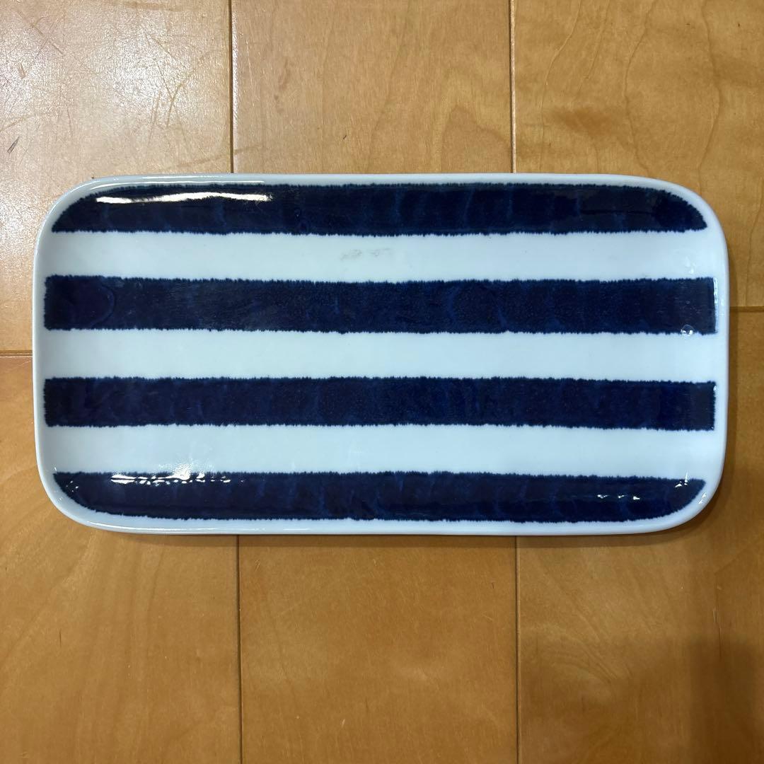 【特価❣️未使用】indigo ホワイト＆ネイビー　陶器皿5枚セット
