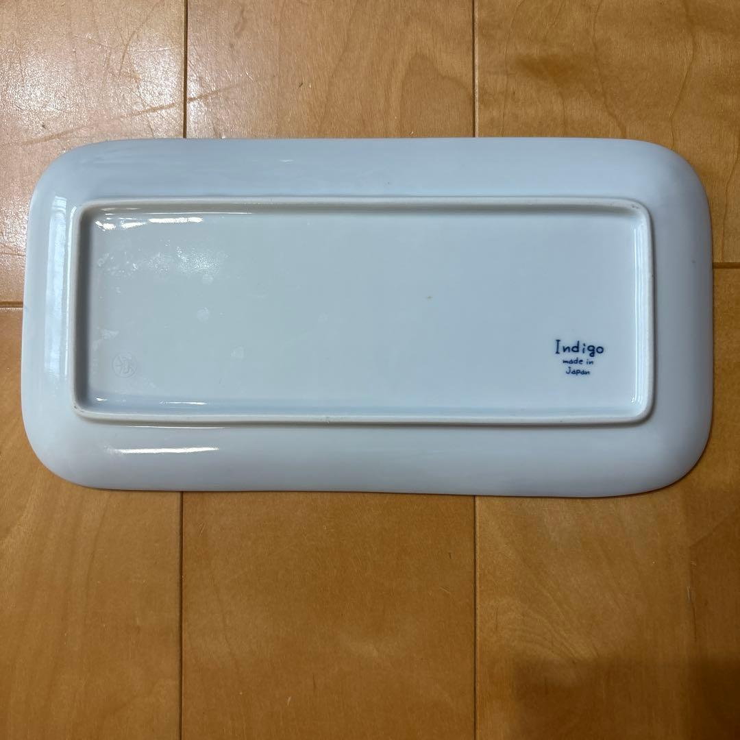 【特価❣️未使用】indigo ホワイト＆ネイビー　陶器皿5枚セット