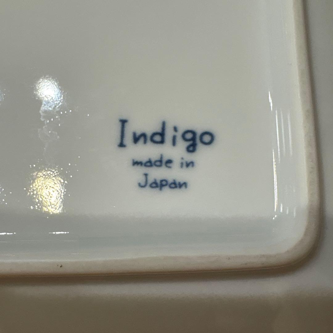 【特価❣️未使用】indigo ホワイト＆ネイビー　陶器皿5枚セット