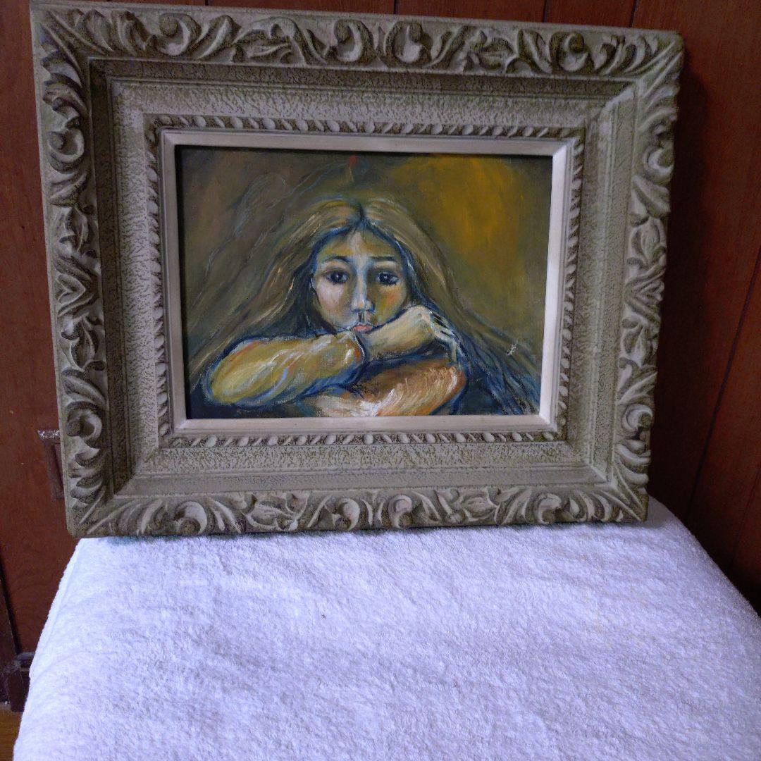 女性の肖像 油絵 フレーム付き