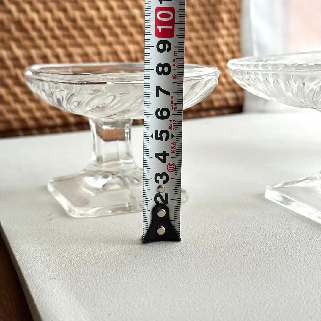 ヴィンテージ 昭和レトロ ガラス製 デザート皿 3個セット サンデー皿 横長